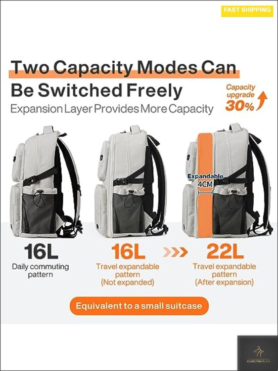 Expandable Travel Laptop Backpack Water Resistant Lightweight Durable College